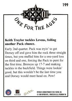 1998 SkyBox Premium #199 Keith Traylor tackles Levens, foiling another Pack chance Back