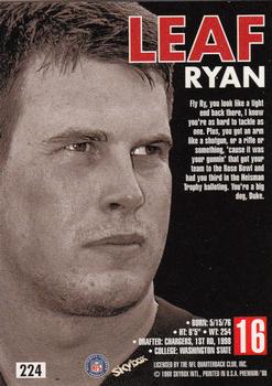 1998 SkyBox Premium #224 Ryan Leaf Back