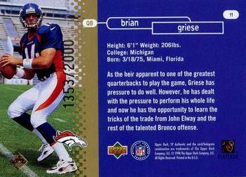 1998 SP Authentic #11 Brian Griese Back