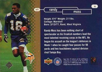 1998 SP Authentic #18 Randy Moss Back