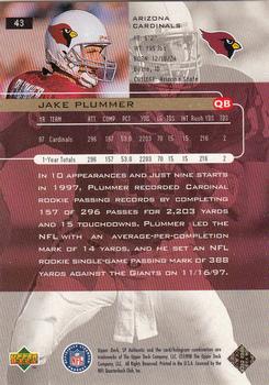 1998 SP Authentic #43 Jake Plummer Back