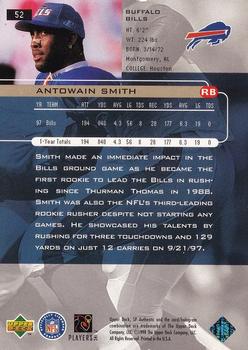 1998 SP Authentic #52 Antowain Smith Back