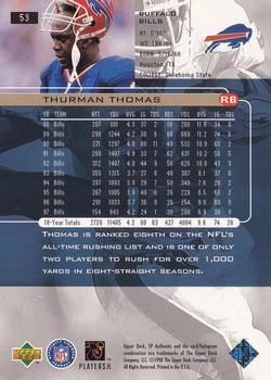1998 SP Authentic #53 Thurman Thomas Back