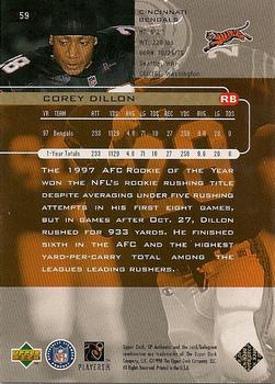 1998 SP Authentic #59 Corey Dillon Back