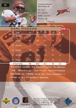 1998 SP Authentic #61 Carl Pickens Back