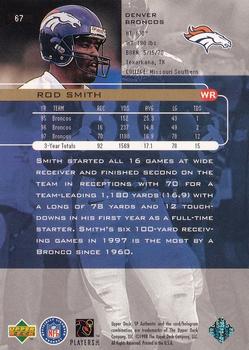 1998 SP Authentic #67 Rod Smith Back