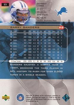 1998 SP Authentic #69 Barry Sanders Back