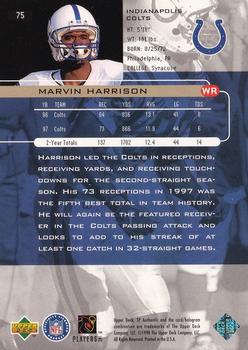 1998 SP Authentic #75 Marvin Harrison Back