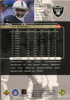 1998 SP Authentic #100 Tim Brown Back