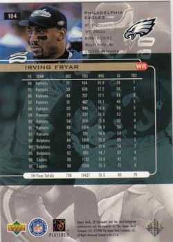 1998 SP Authentic #104 Irving Fryar Back