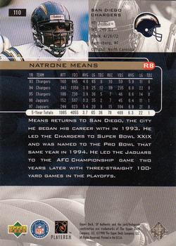 1998 SP Authentic #110 Natrone Means Back
