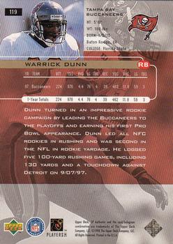 1998 SP Authentic #119 Warrick Dunn Back