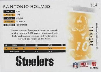 2007 Donruss Threads - Bronze Holofoil #114 Santonio Holmes Back