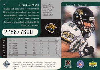 1998 SPx Finite #39 Keenan McCardell Back