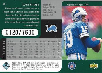 1998 SPx Finite #30 Scott Mitchell Back