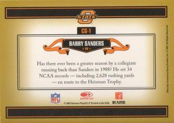 2007 Donruss Threads - College Greats #CG-1 Barry Sanders Back
