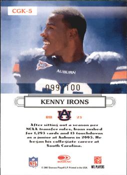 2007 Donruss Threads - College Gridiron Kings Gold Holofoil #CGK-5 Kenny Irons Back
