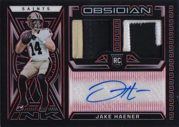 2023 Panini Obsidian - Rookie Jersey Ink Electric Etch Red #RJI-JHA Jake Haener Front