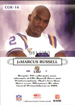2007 Donruss Threads - College Gridiron Kings Silver Holofoil #CGK-16 JaMarcus Russell Back