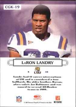 2007 Donruss Threads - College Gridiron Kings Silver Holofoil #CGK-19 LaRon Landry Back