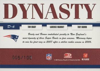 2007 Donruss Threads - Dynasty Blue #D-6 Tom Brady / Laurence Maroney  / Troy Brown Back