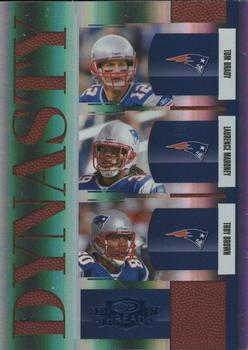 2007 Donruss Threads - Dynasty Blue #D-6 Tom Brady / Laurence Maroney  / Troy Brown Front