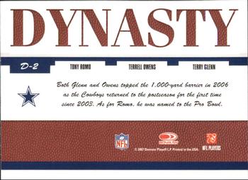 2007 Donruss Threads - Dynasty Gold #D-2 Tony Romo / Terrell Owens / Terry Glenn Back
