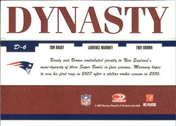 2007 Donruss Threads - Dynasty Gold #D-6 Tom Brady / Laurence Maroney  / Troy Brown Back