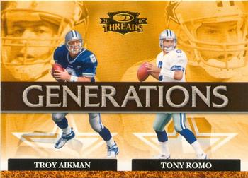 2007 Donruss Threads - Generations Gold #G-6 Troy Aikman / Tony Romo Front