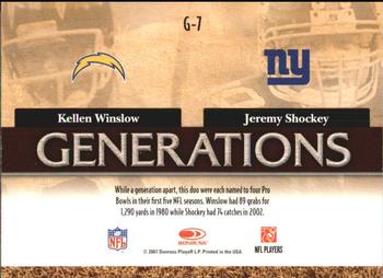 2007 Donruss Threads - Generations Gold #G-7 Kellen Winslow / Jeremy Shockey Back