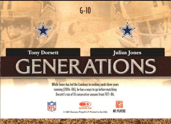 2007 Donruss Threads - Generations Gold #G-10 Tony Dorsett / Julius Jones Back