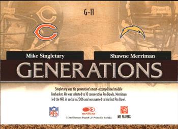 2007 Donruss Threads - Generations Gold #G-11 Mike Singletary / Shawne Merriman Back