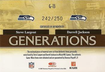 2007 Donruss Threads - Generations Materials #G-13 Steve Largent / Darrell Jackson Back