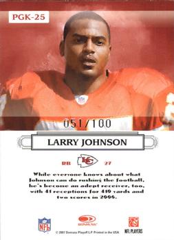 2007 Donruss Threads - Pro Gridiron Kings Framed Red #PGK-25 Larry Johnson Back
