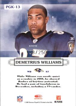 2007 Donruss Threads - Pro Gridiron Kings Silver Holofoil #PGK-13 Demetrius Williams Back