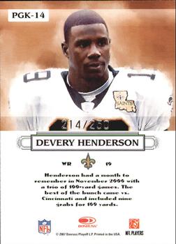 2007 Donruss Threads - Pro Gridiron Kings Silver Holofoil #PGK-14 Devery Henderson Back