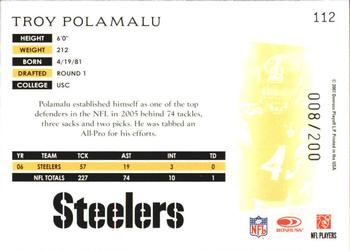 2007 Donruss Threads - Retail Green #112 Troy Polamalu Back