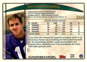 1998 Topps #360 Peyton Manning Back