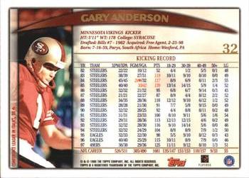 1998 Topps #32 Gary Anderson Back