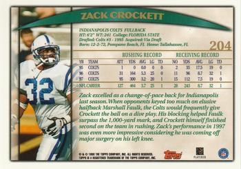 1998 Topps #204 Zack Crockett Back