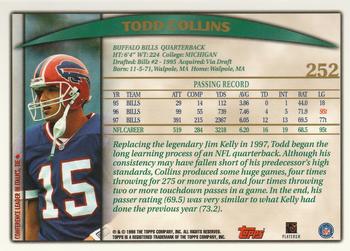 1998 Topps #252 Todd Collins Back