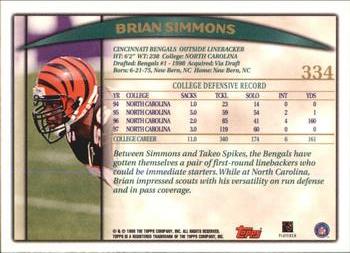 1998 Topps #334 Brian Simmons Back