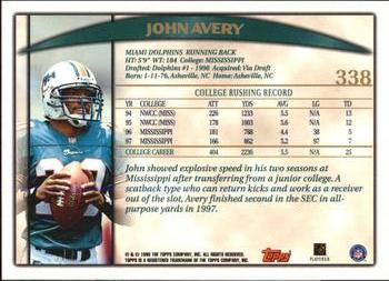 1998 Topps #338 John Avery Back