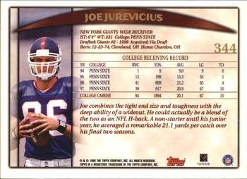 1998 Topps #344 Joe Jurevicius Back