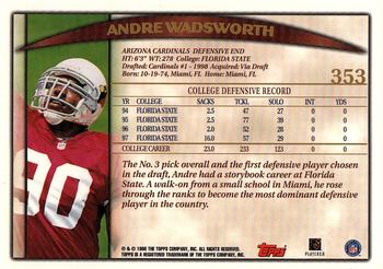 1998 Topps #353 Andre Wadsworth Back