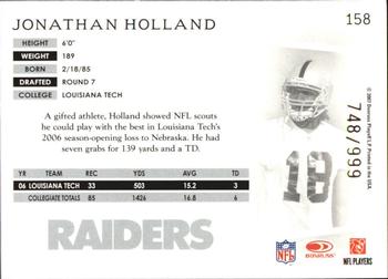2007 Donruss Threads - Retail Rookies #158 Johnathan Holland Back