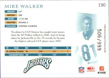 2007 Donruss Threads - Retail Rookies #190 Mike Walker Back