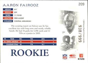 2007 Donruss Threads - Retail Rookies #209 Aaron Fairooz Back