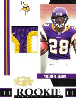 2007 Donruss Threads - Rookie Collection Materials Prime #6 Adrian Peterson Front