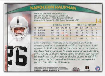 1998 Topps Chrome #14 Napoleon Kaufman Back